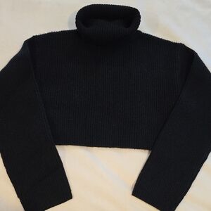 Black Turtleneck Cropped Sweater